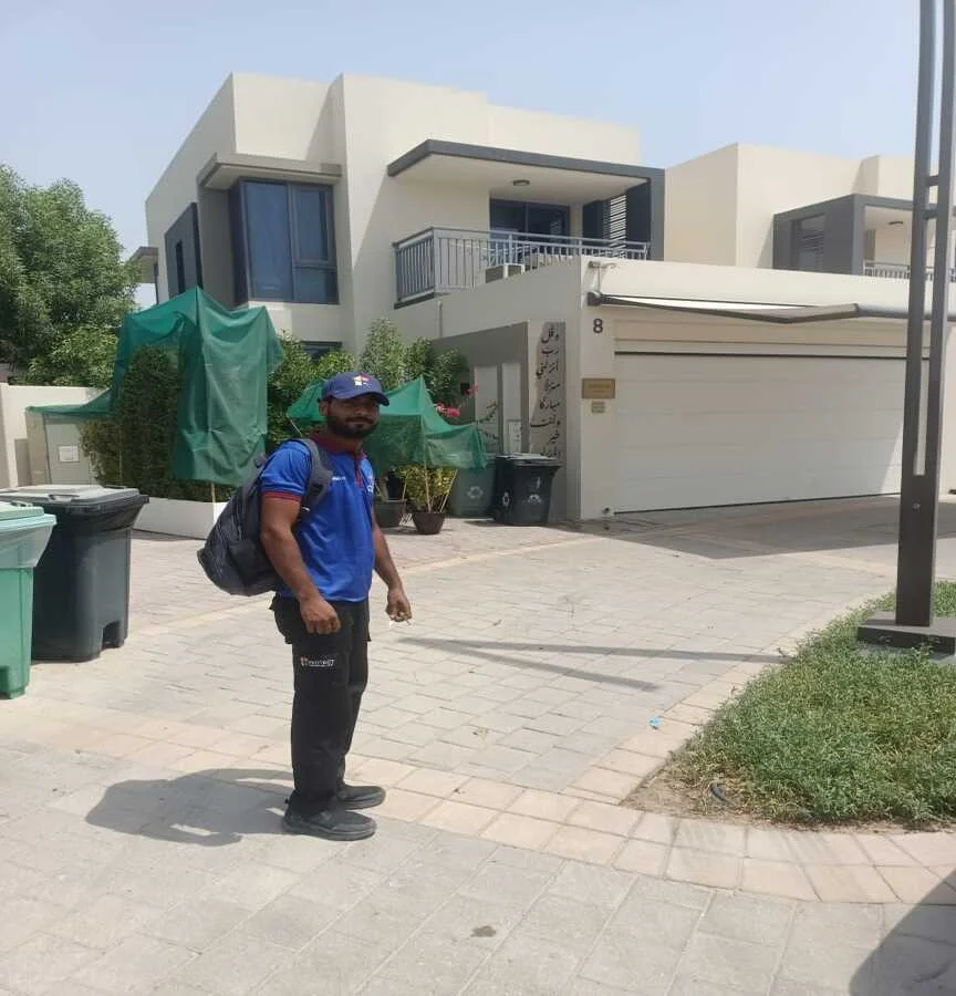 Technician with air conditioner